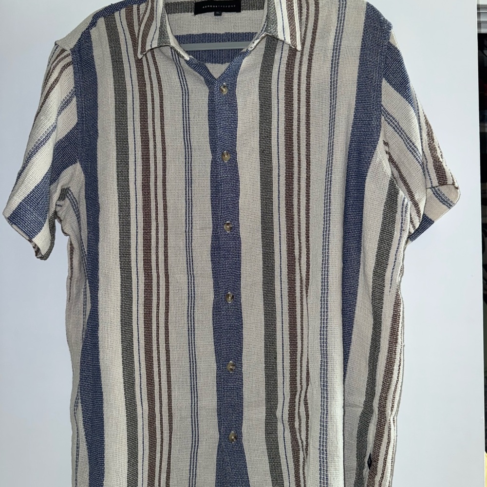 Cubavera Blue and Brown Casual Button Down Shirt